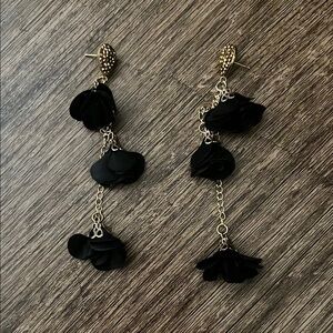 Black Dangle Rose earrings